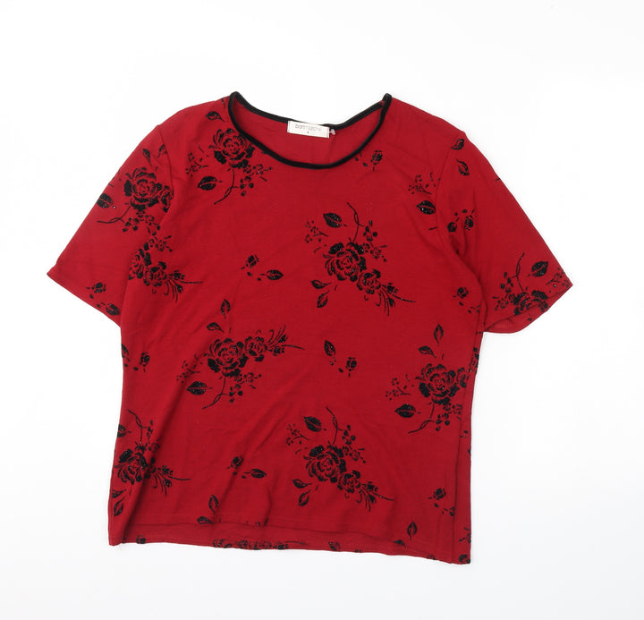 bonmarche Womens Red Floral Basic Blouse Size M