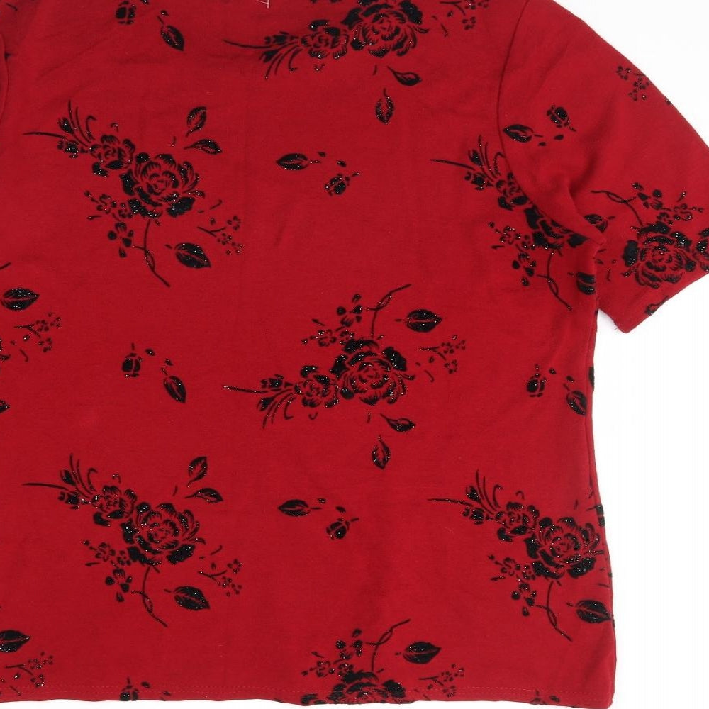 bonmarche Womens Red Floral  Basic Blouse Size M