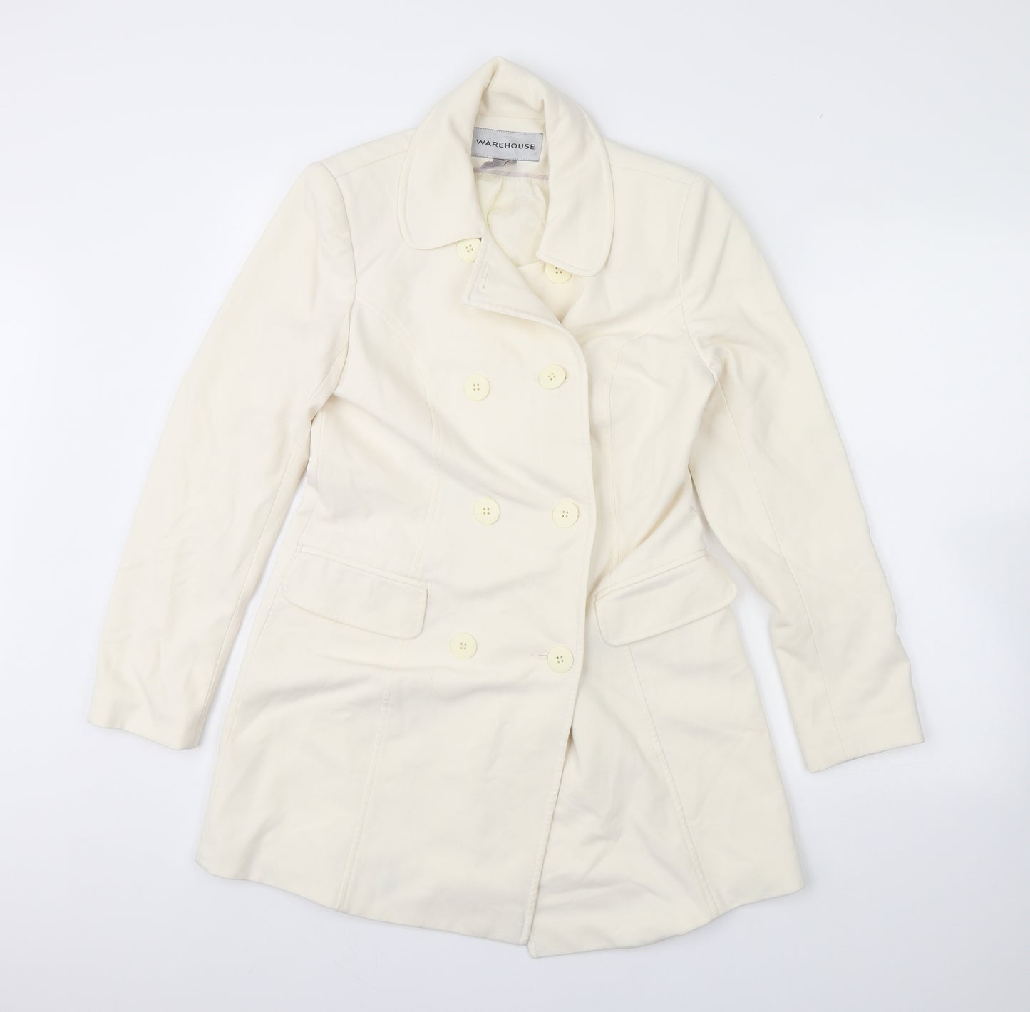 Warehouse Womens Ivory   Overcoat Coat Size 10