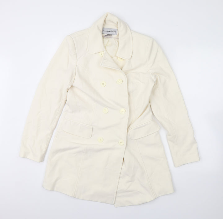 Warehouse Womens Ivory   Overcoat Coat Size 10