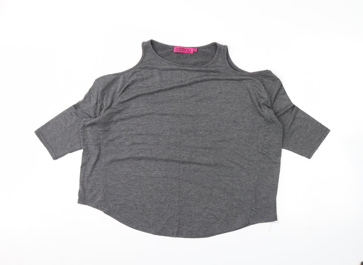 Boohoo Womens Grey Basic Blouse Size 10