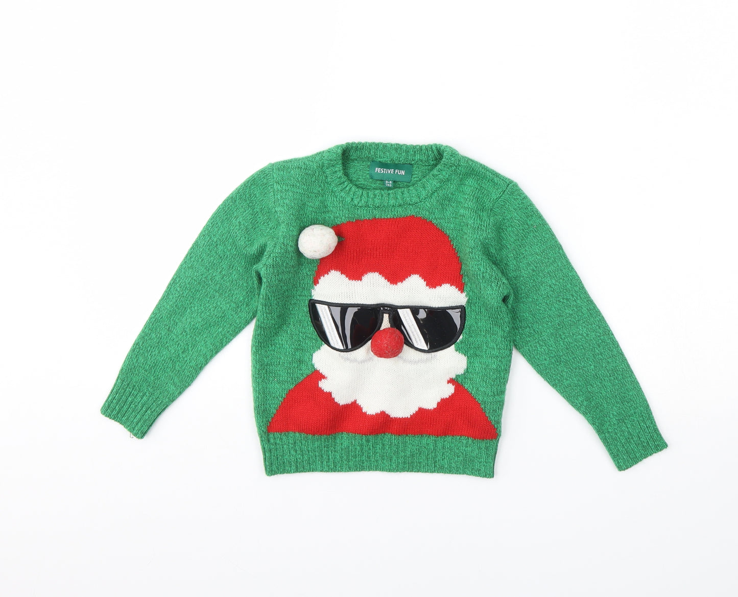 Festive fun Boys Green   Pullover Jumper Size 3 Years  - Christmas jumper