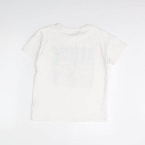 m&s Girls White   Basic T-Shirt Size 13 Years  - Poodle