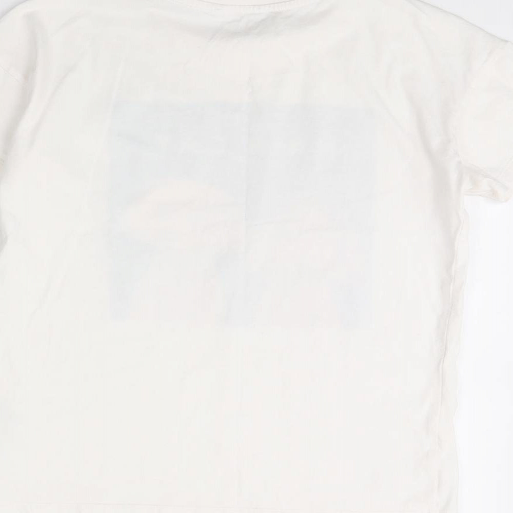 m&s Girls White   Basic T-Shirt Size 13 Years  - Poodle