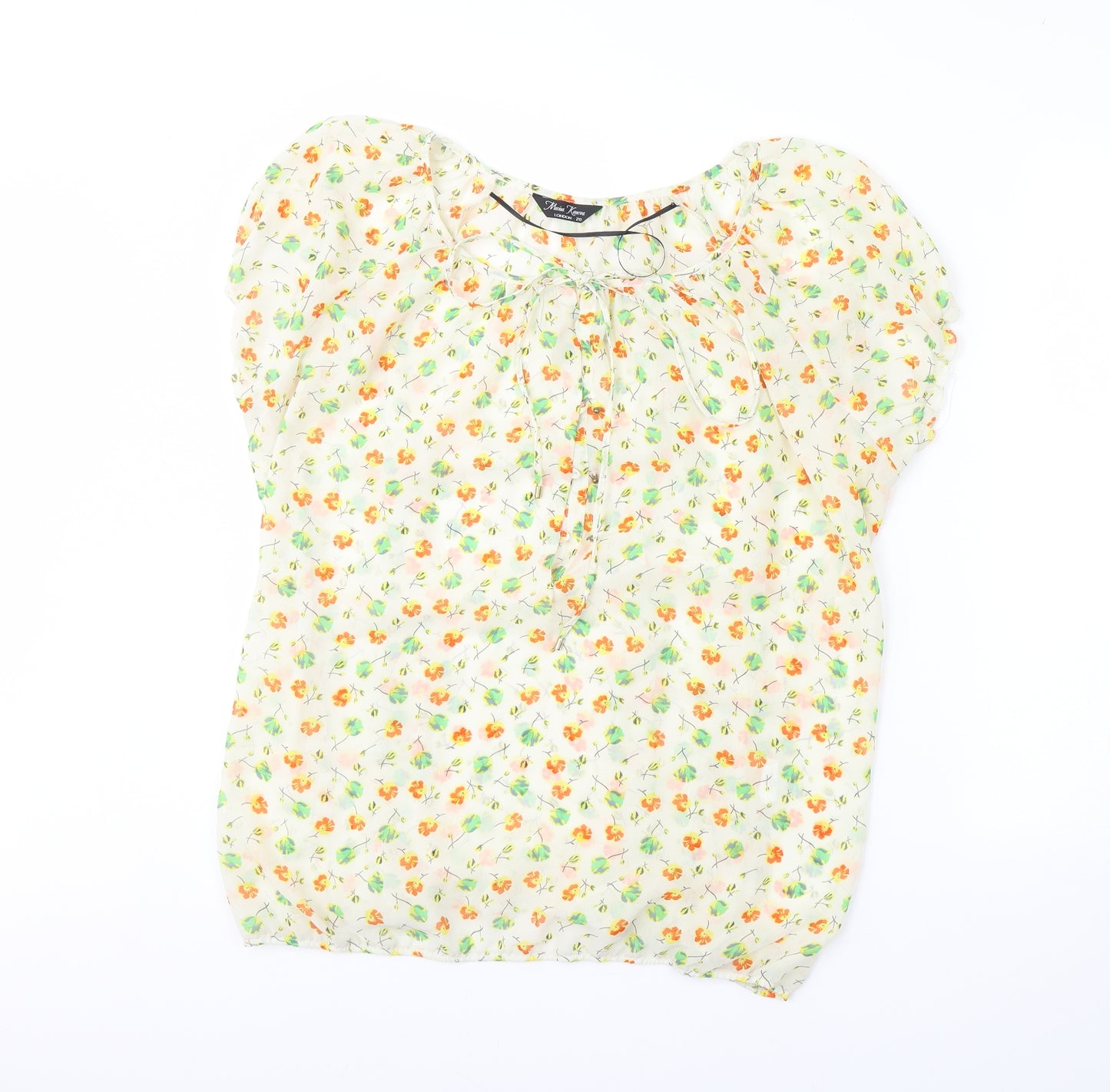 Marina Kaneva Womens Yellow Floral  Basic Blouse Size 20