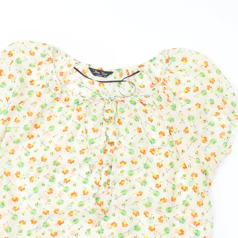 Marina Kaneva Womens Yellow Floral  Basic Blouse Size 20