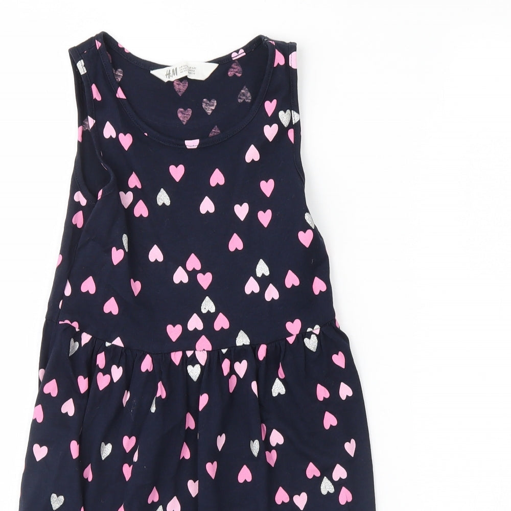 H&M Girls Blue Polka Dot  Fit & Flare  Size 6 Years