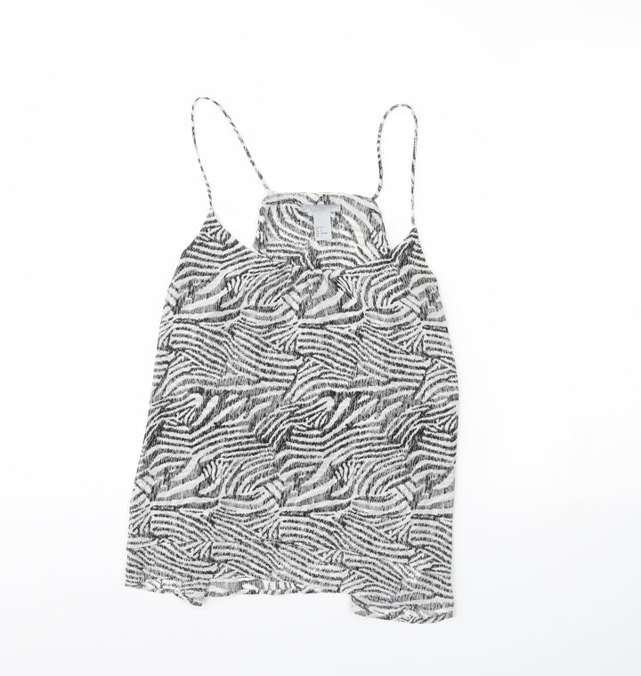 H&M Womens Black Animal Print Basic Tank Size 8