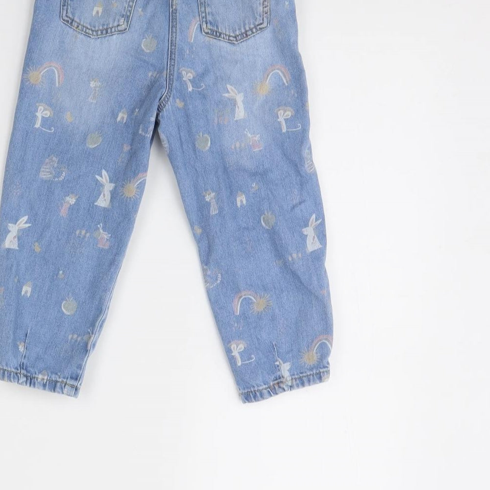 NEXT Girls Blue Spotted Denim Straight Jeans Size 2 Years