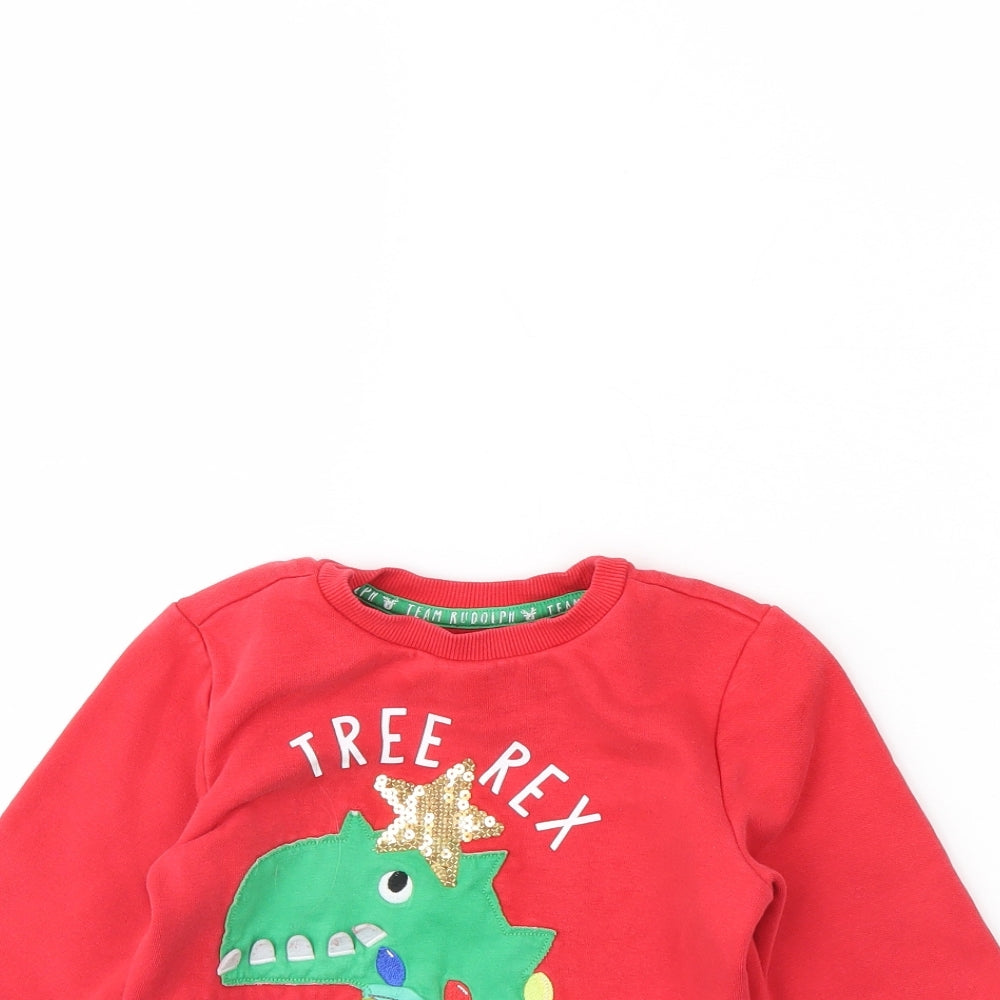 F&F Boys Red   Pullover Jumper Size 3 Years  - Christmas jumper