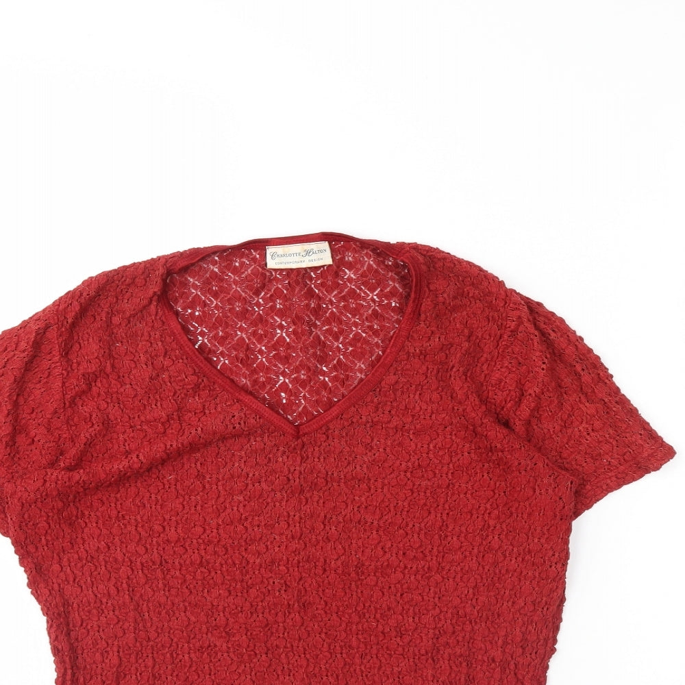 Charlotte Halton Womens Red   Basic Blouse Size M