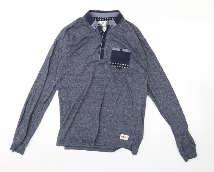 Nanny State Mens Blue Henley Jumper Size M
