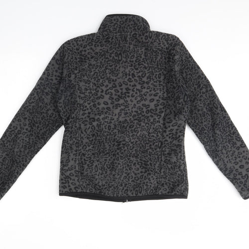 Barrage Womens Black Animal Print Fleece Jacket  Size S