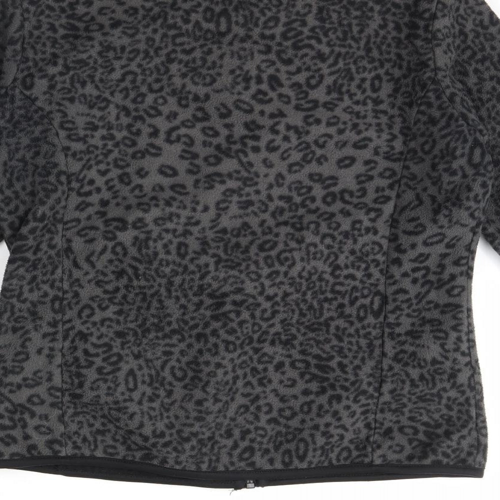 Barrage Womens Black Animal Print Fleece Jacket  Size S
