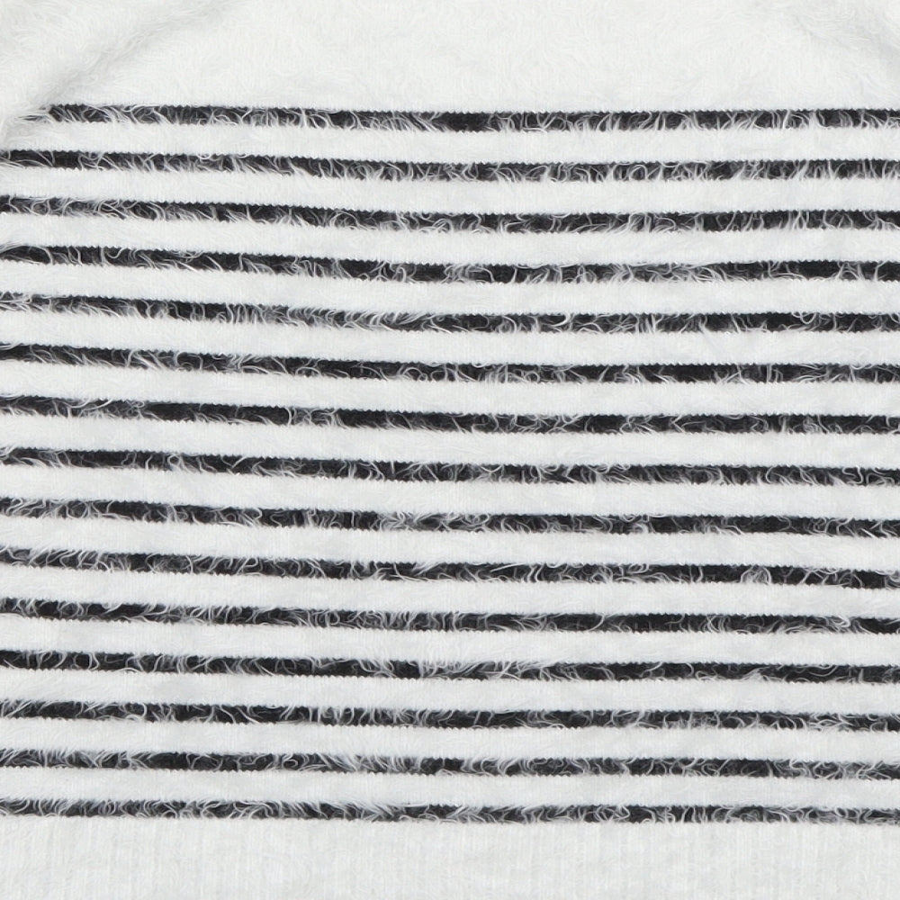 M&s Womens White Striped  Pullover Jumper Size 6
