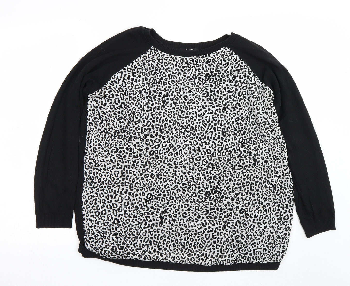 George Womens Black Animal Print  Pullover Jumper Size 16
