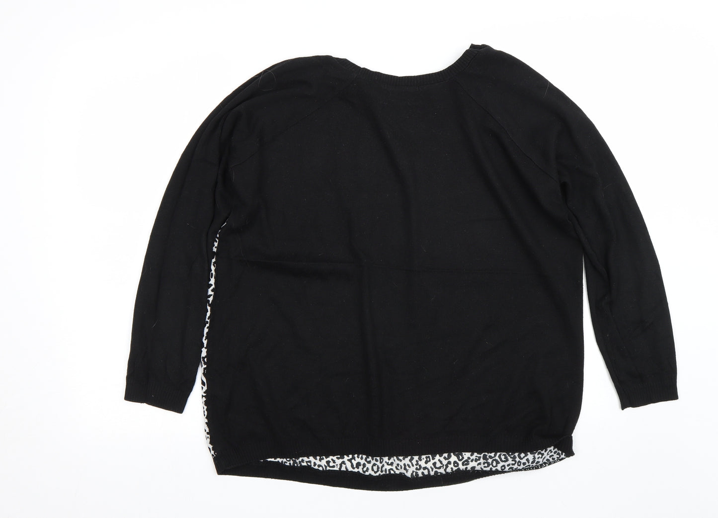George Womens Black Animal Print  Pullover Jumper Size 16