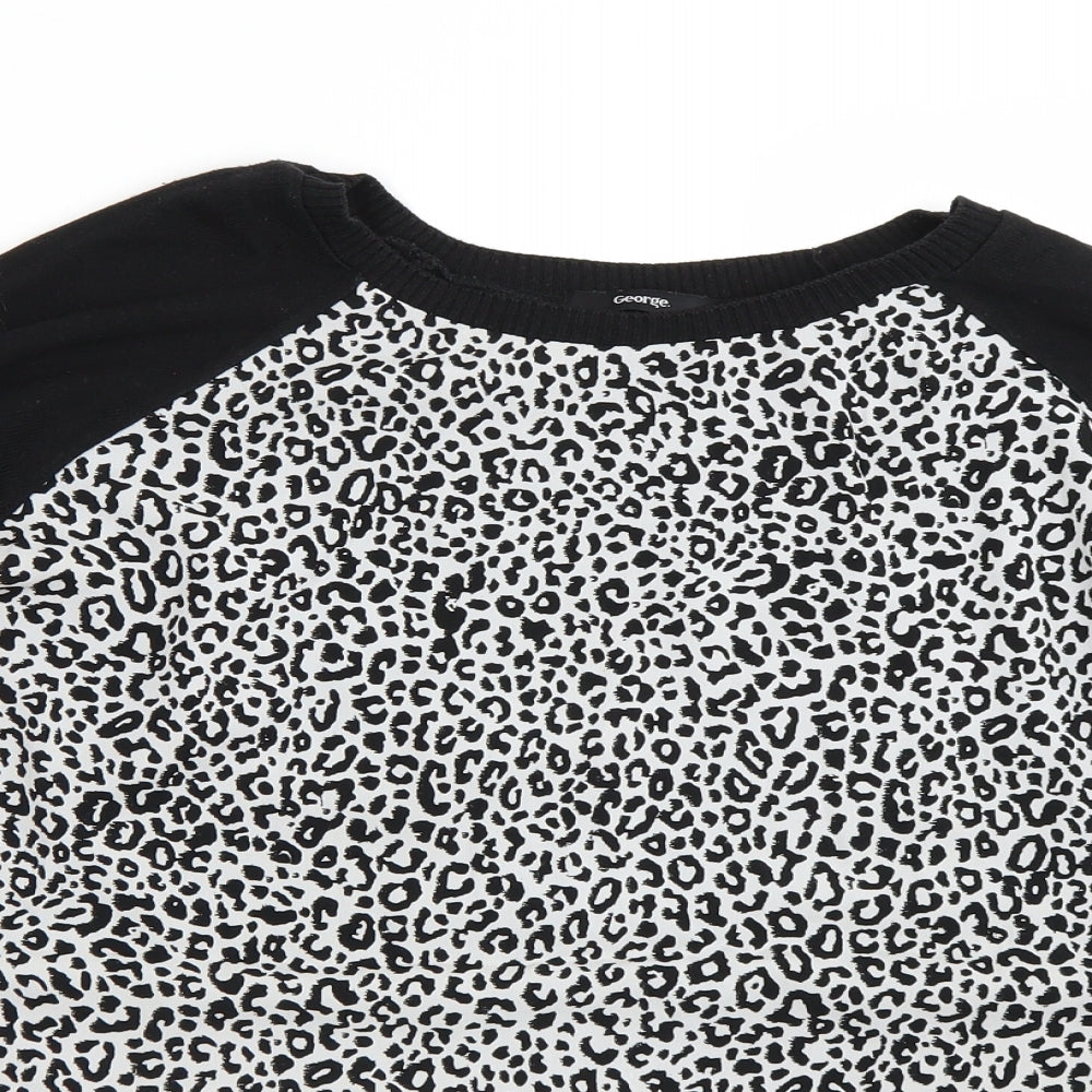 George Womens Black Animal Print  Pullover Jumper Size 16