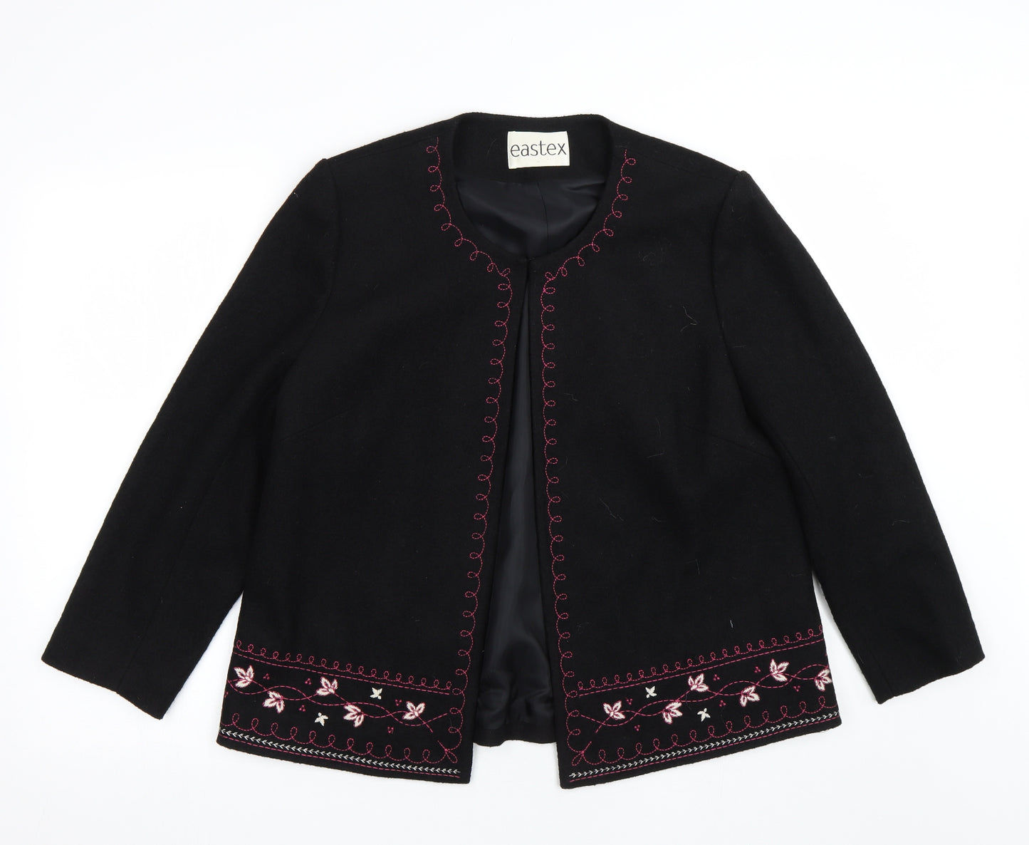 Eastex Womens Black Floral  Jacket Coat Size 16