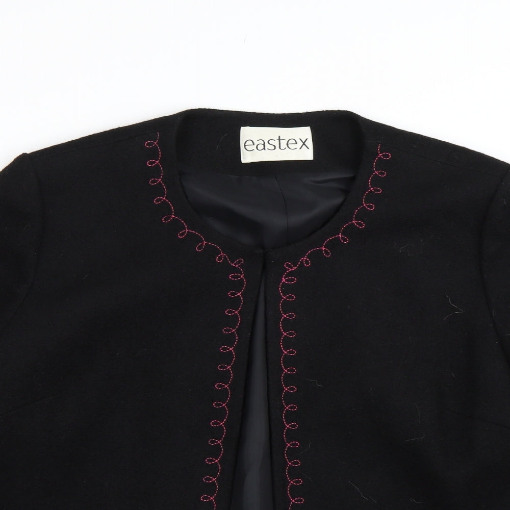 Eastex Womens Black Floral  Jacket Coat Size 16