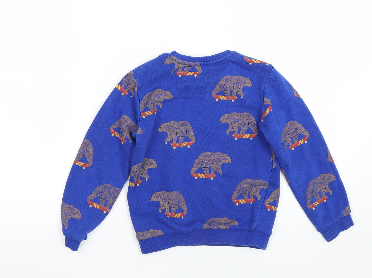 M&S Boys Blue Animal Print  Pullover Sweatshirt Size 5-6 Years  - Bear