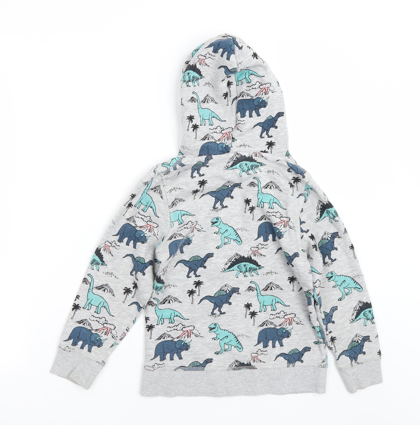 H&M Boys Grey Animal Print  Pullover Hoodie Size 6-7 Years  - dinosaurs