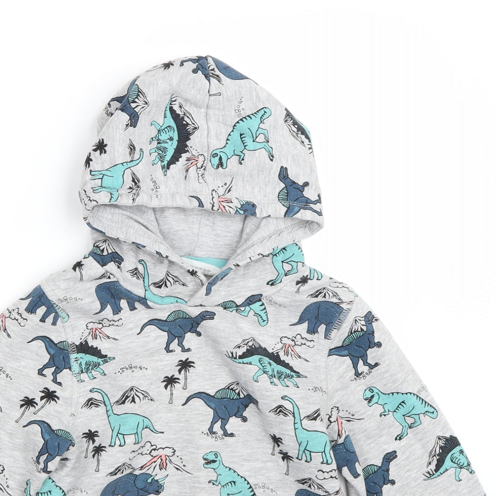 H&M Boys Grey Animal Print  Pullover Hoodie Size 6-7 Years  - dinosaurs