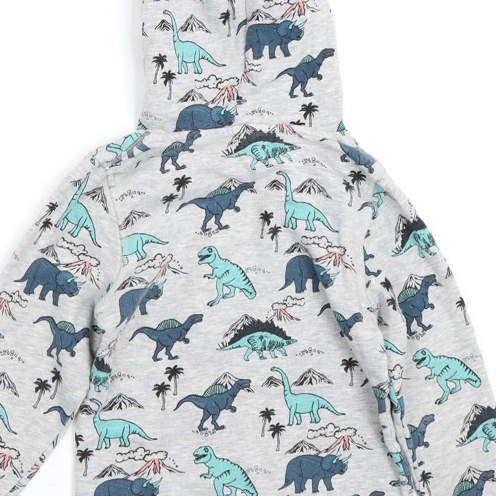 H&M Boys Grey Animal Print  Pullover Hoodie Size 6-7 Years  - dinosaurs
