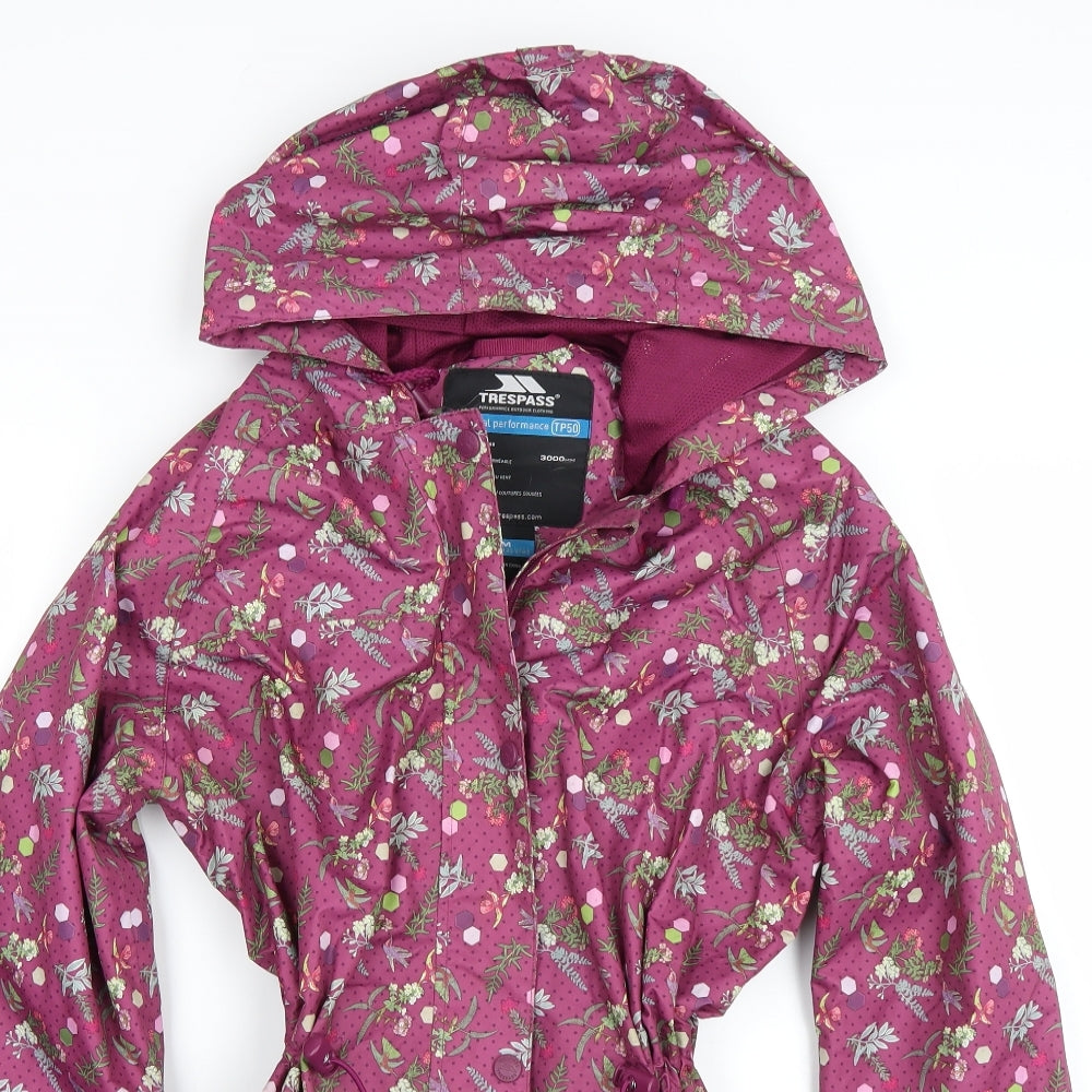 Trespass Womens Purple Floral  Rain Coat Coat Size 12