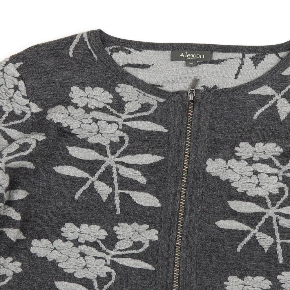 Alexon Womens Grey Floral  Full Zip Jumper Size M