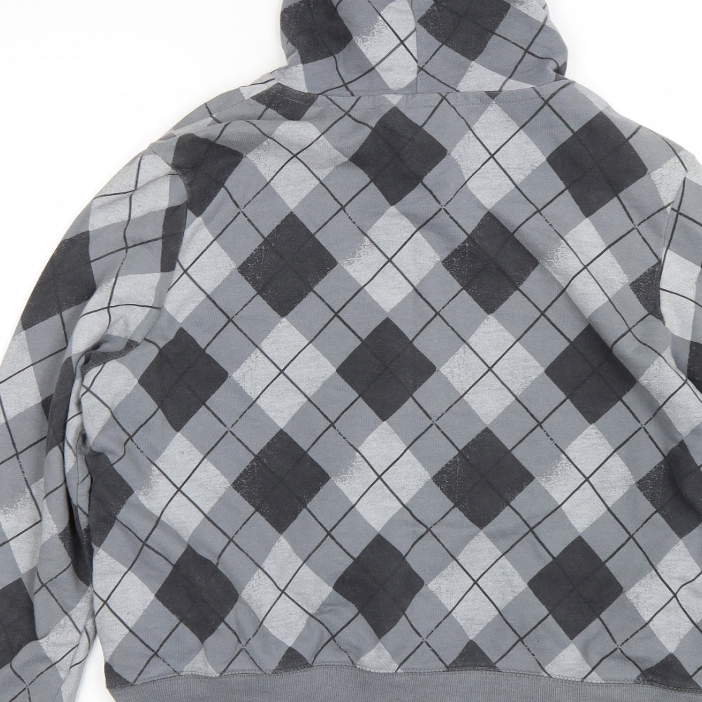 New Look Womens Grey Argyle/Diamond  Full Zip Hoodie Size 18