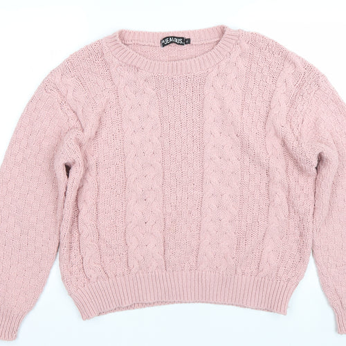be jealous Womens Pink Check  Pullover Jumper Size XL