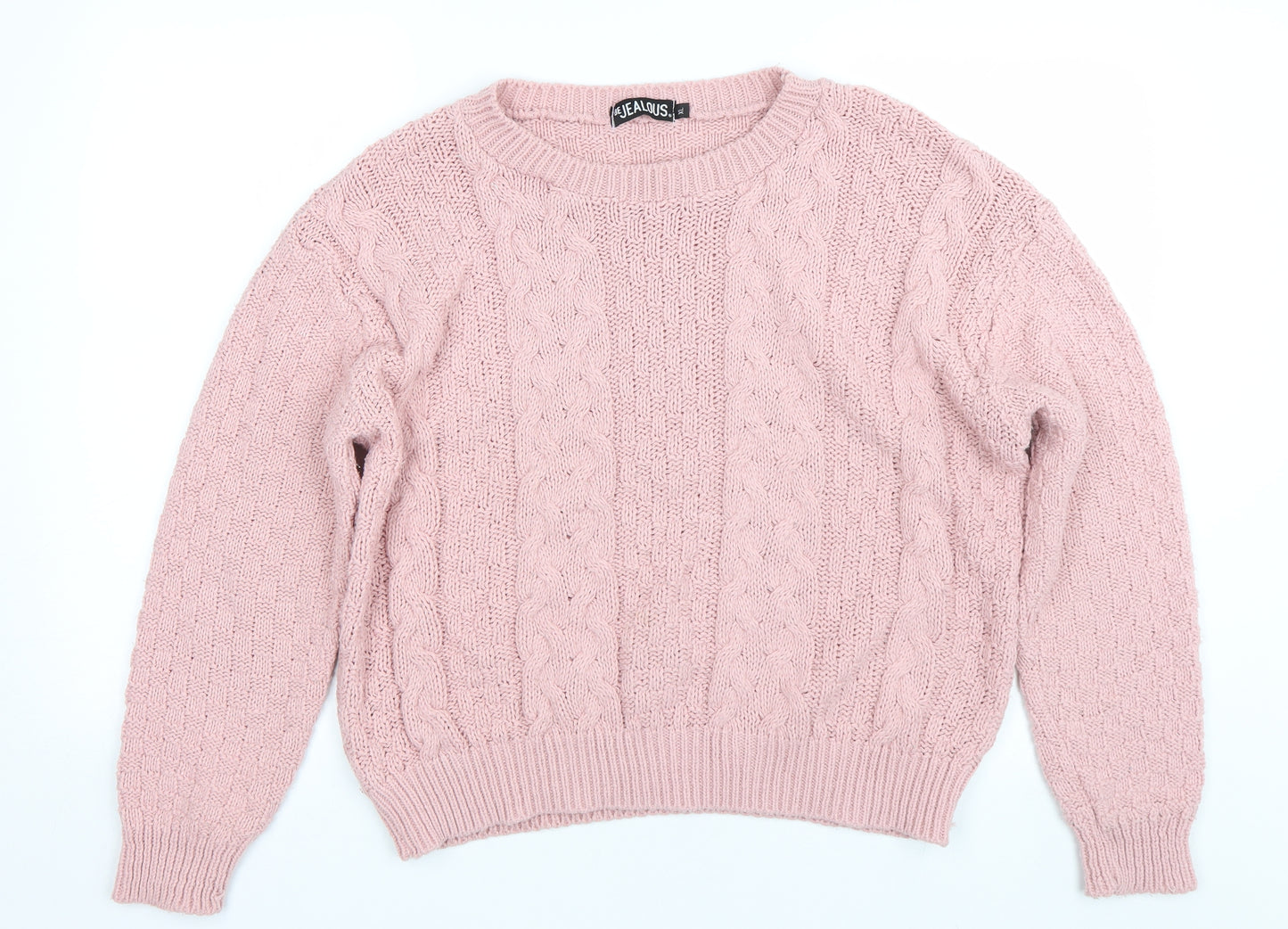be jealous Womens Pink Check  Pullover Jumper Size XL