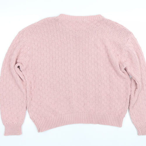 be jealous Womens Pink Check  Pullover Jumper Size XL