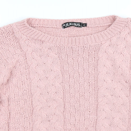 be jealous Womens Pink Check  Pullover Jumper Size XL