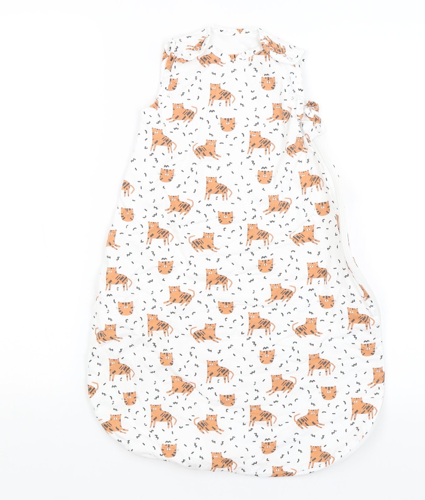 John Lewis Baby White   Babygrow One-Piece Size 3-6 Months  - Tigers