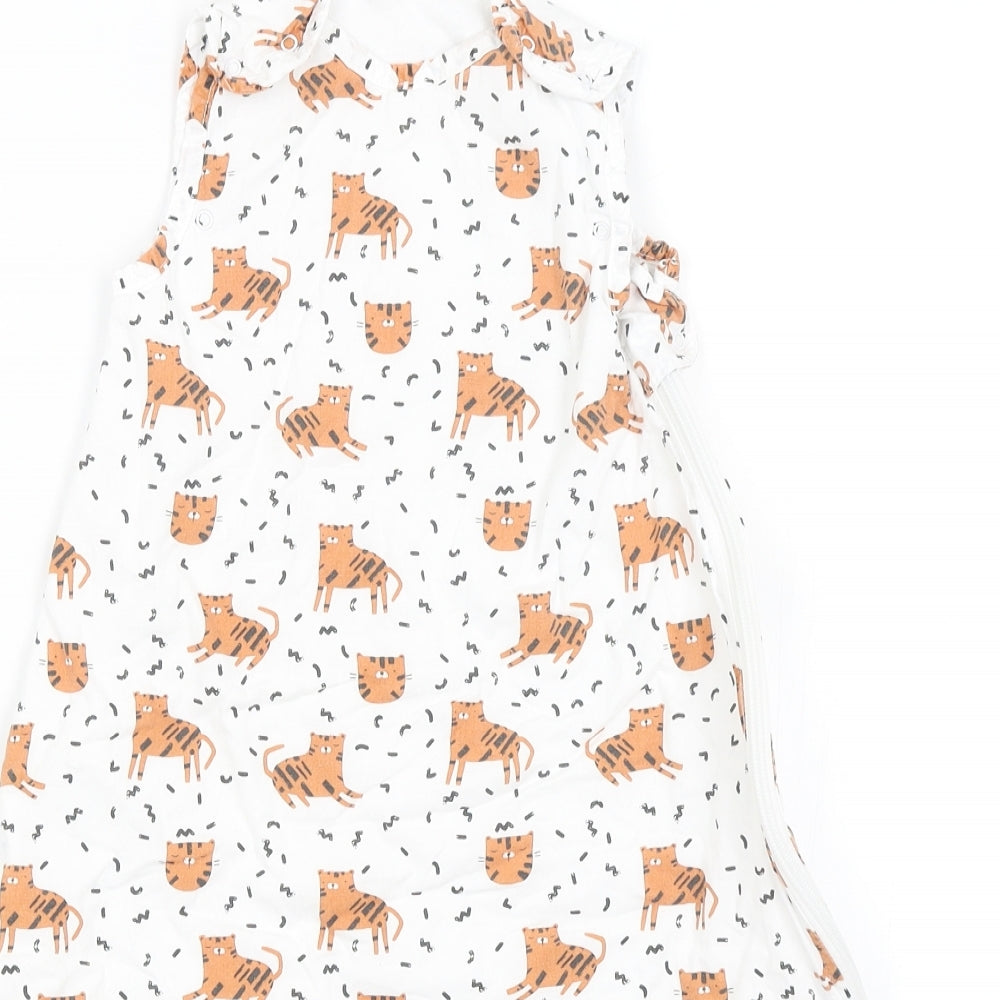 John Lewis Baby White   Babygrow One-Piece Size 3-6 Months  - Tigers