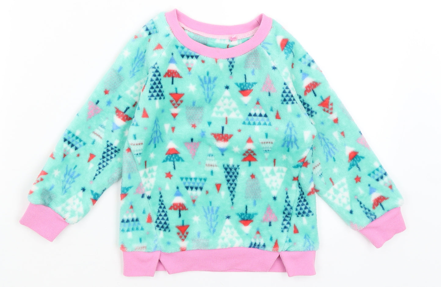 TU Girls Green Solid  Top Pyjama Set Size 2-3 Years  - Christmas Trees