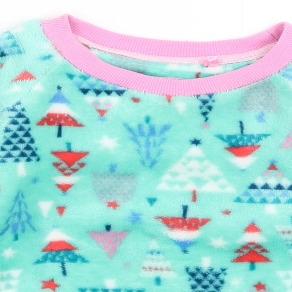 TU Girls Green Solid  Top Pyjama Set Size 2-3 Years  - Christmas Trees