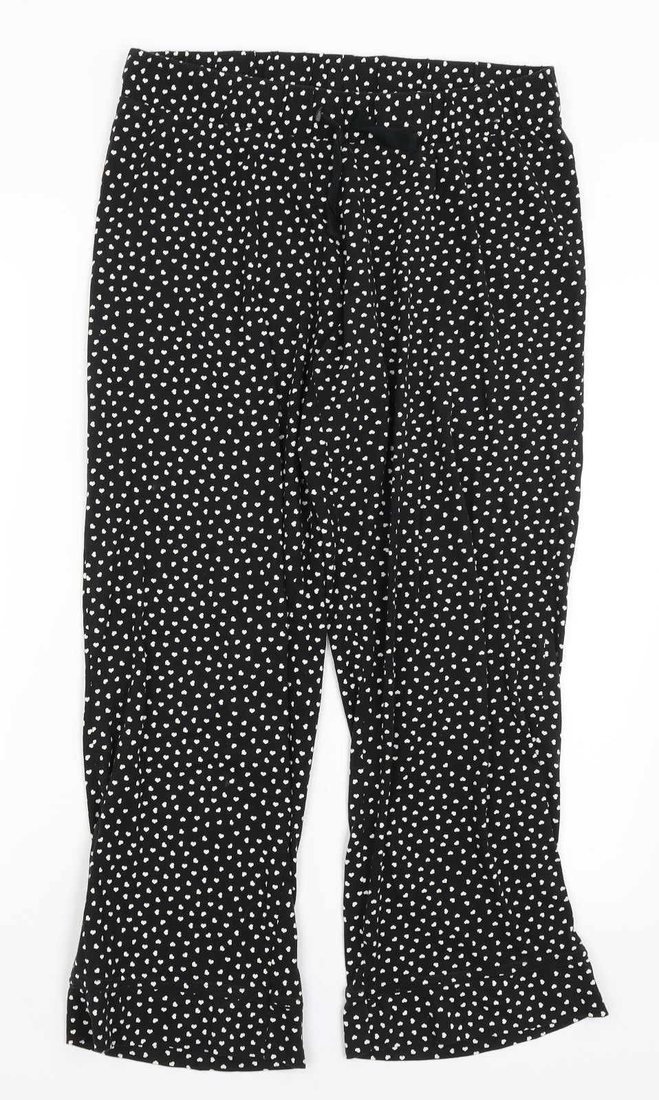 NEXT Womens Black Solid  Capri Pyjama Pants Size M  - Hearts