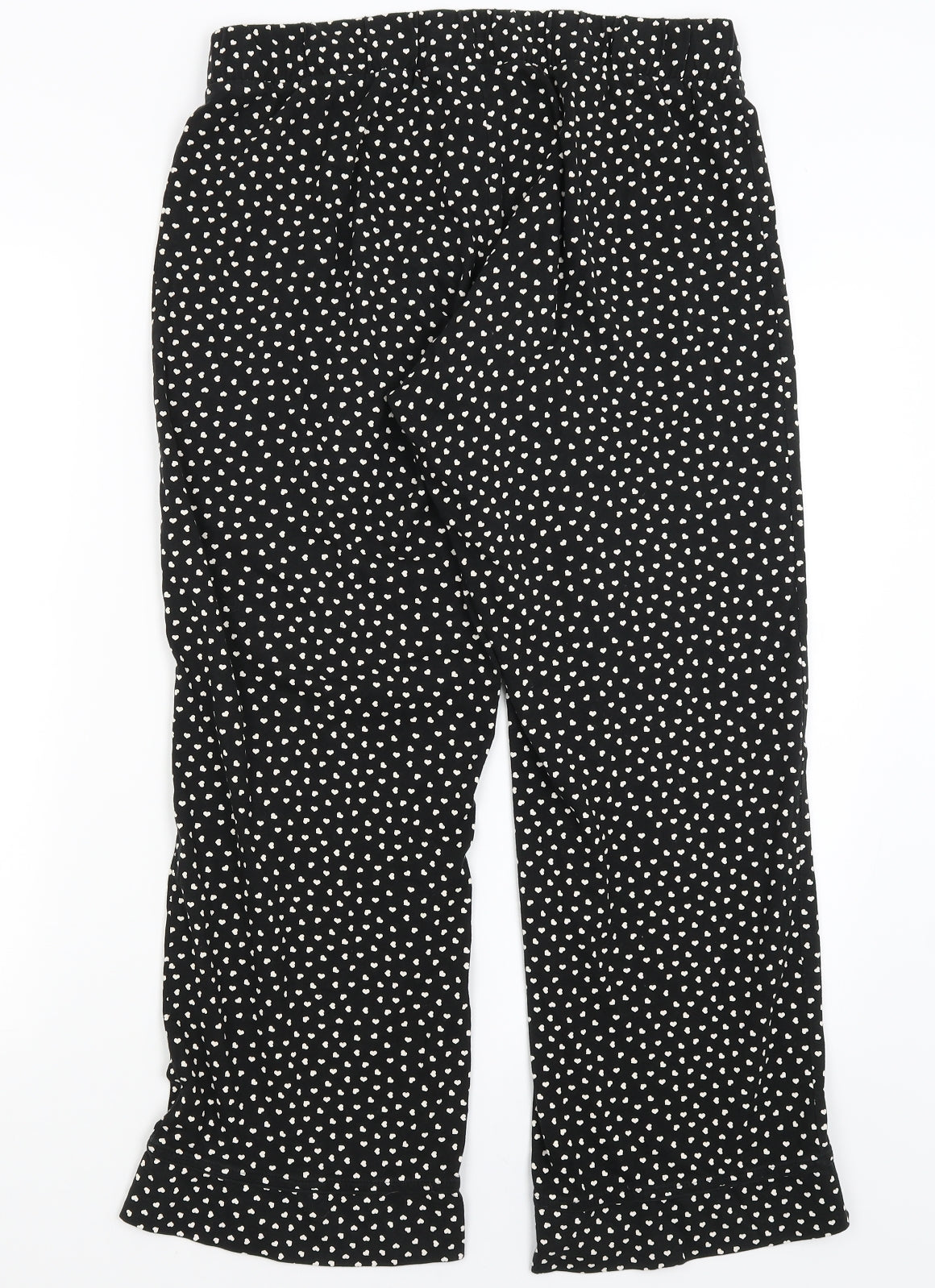 NEXT Womens Black Solid  Capri Pyjama Pants Size M  - Hearts