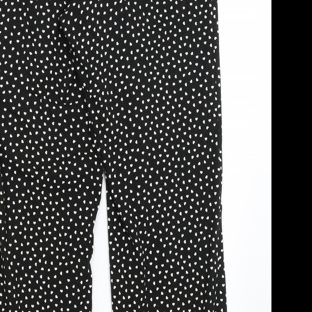 NEXT Womens Black Solid  Capri Pyjama Pants Size M  - Hearts