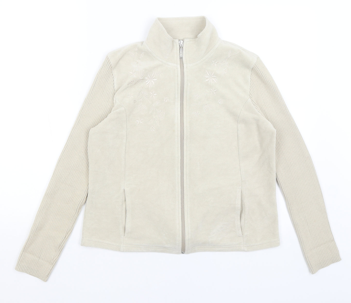 Per Una Womens Beige   Full Zip Jumper Size M