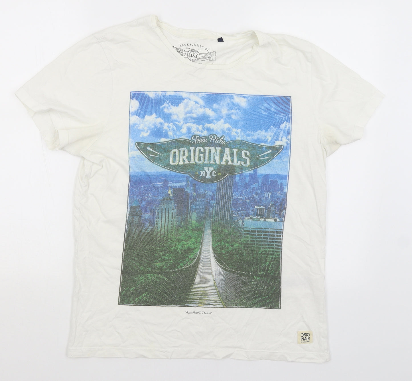 Jack Jones Mens White    T-Shirt Size L