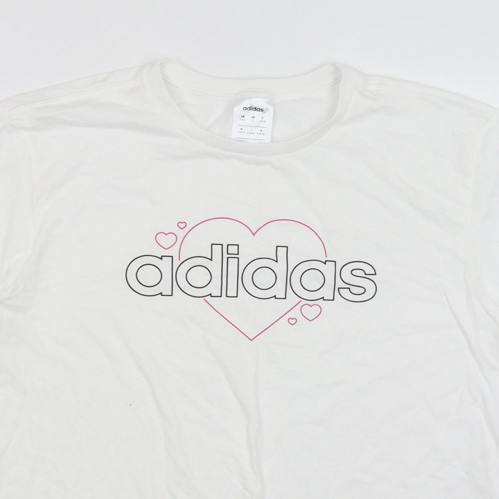 adidas Womens White   Basic T-Shirt Size 10