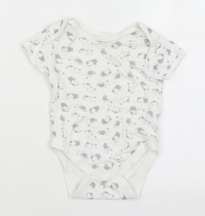 Early Days Baby White Romper One-Piece Size 6-9 Months - Sheep