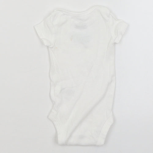 Carters Baby White   Romper One-Piece Size Newborn  - Happy