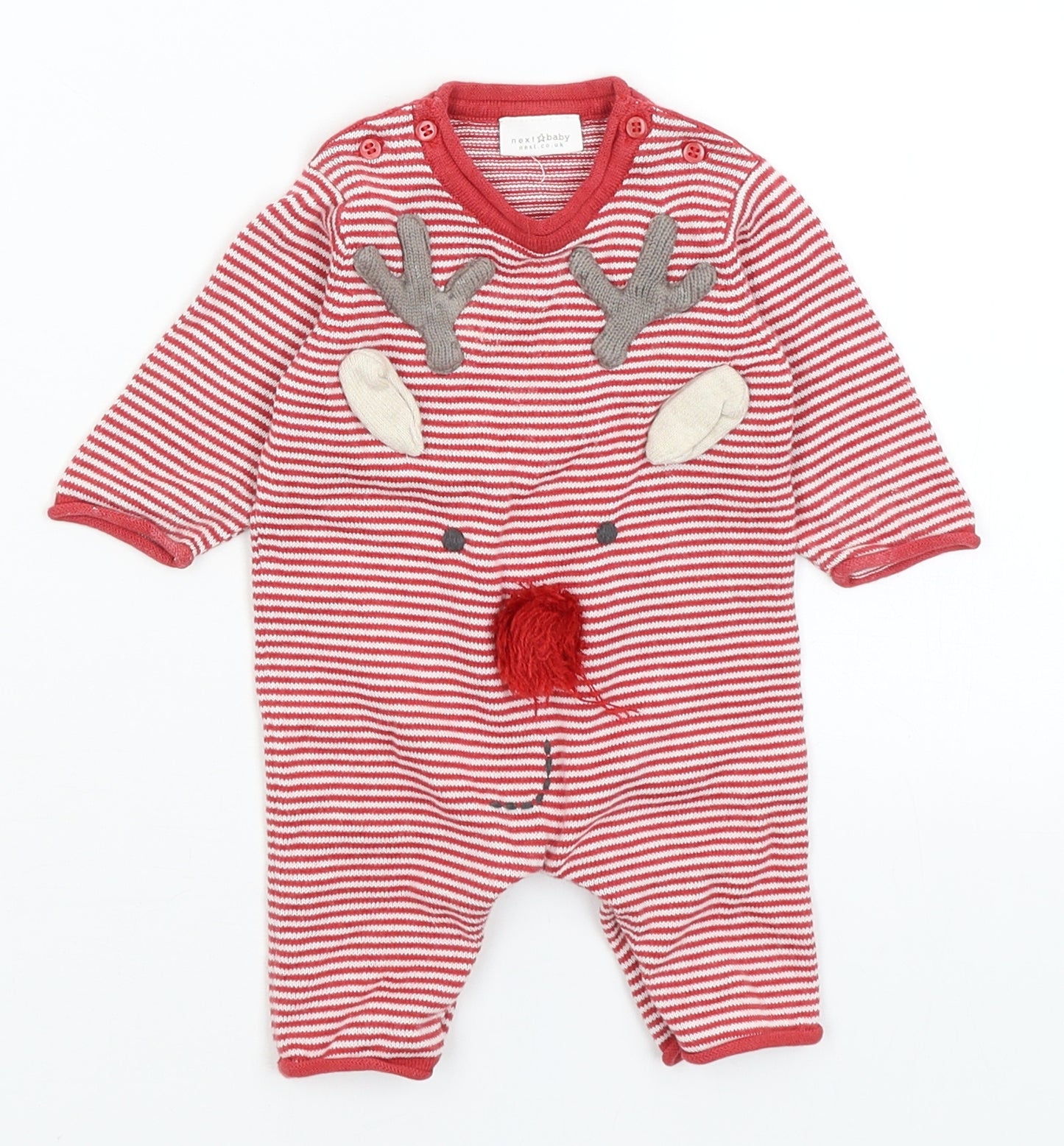 NEXT Baby Red Striped  Babygrow One-Piece Size Newborn  - Rudolph