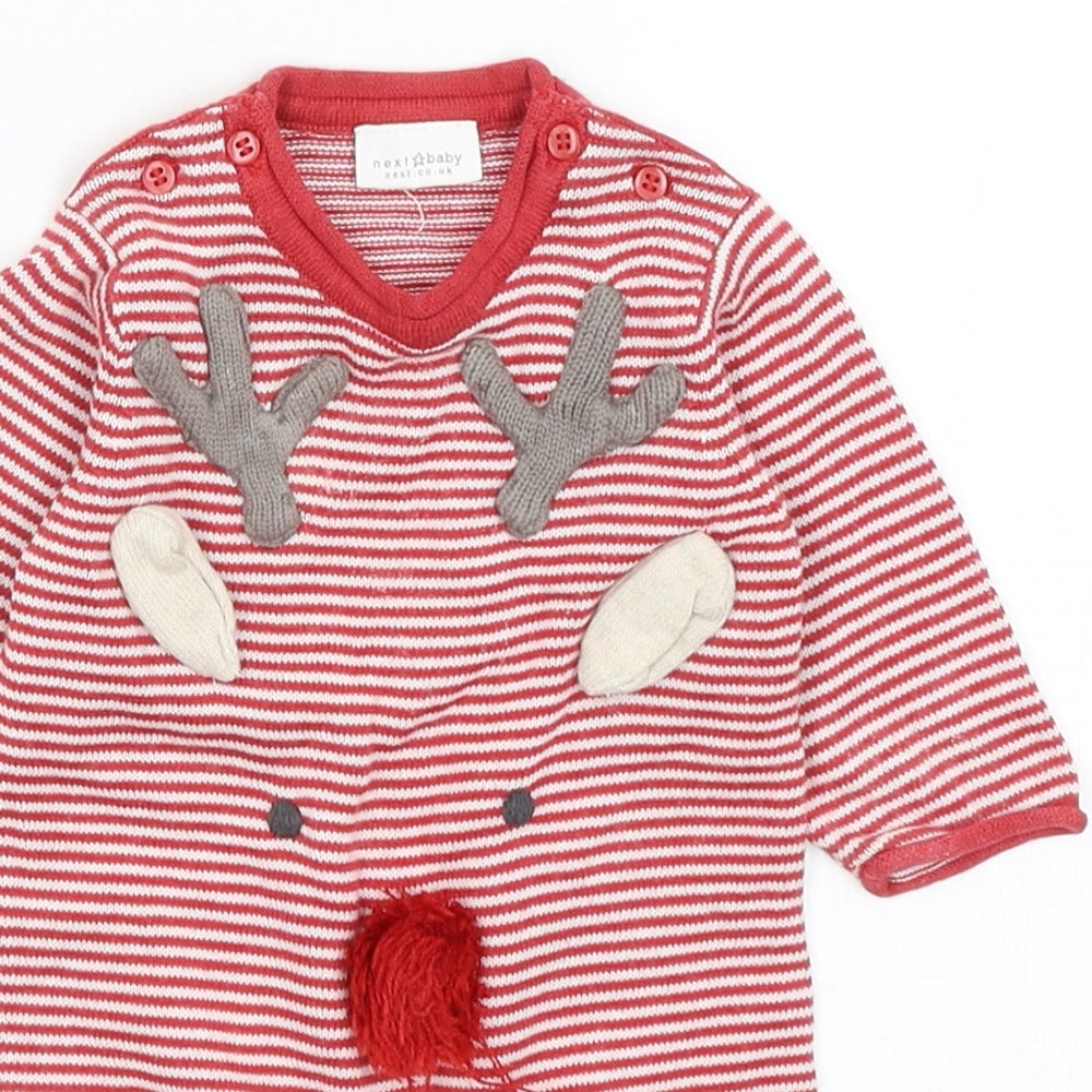 NEXT Baby Red Striped  Babygrow One-Piece Size Newborn  - Rudolph