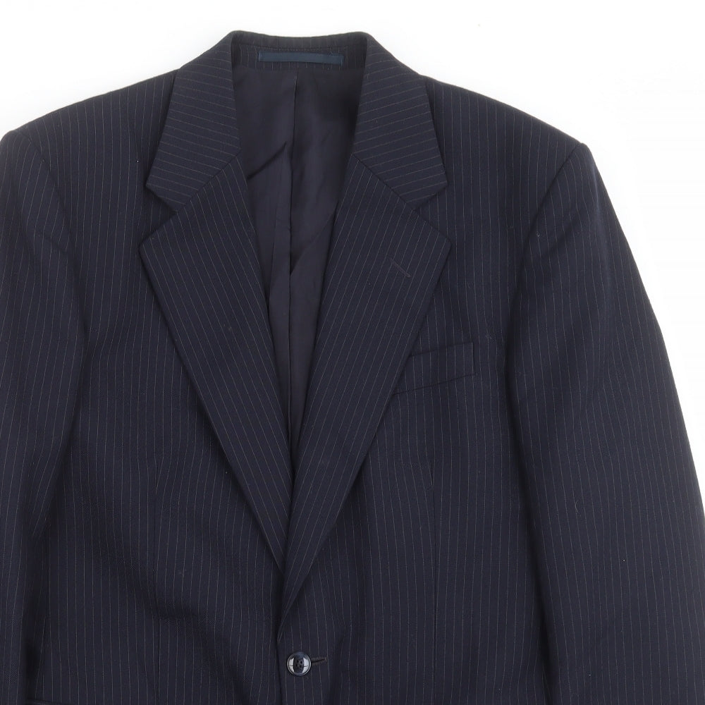 Moorcroft Mens Blue Striped  Jacket Suit Jacket Size 40